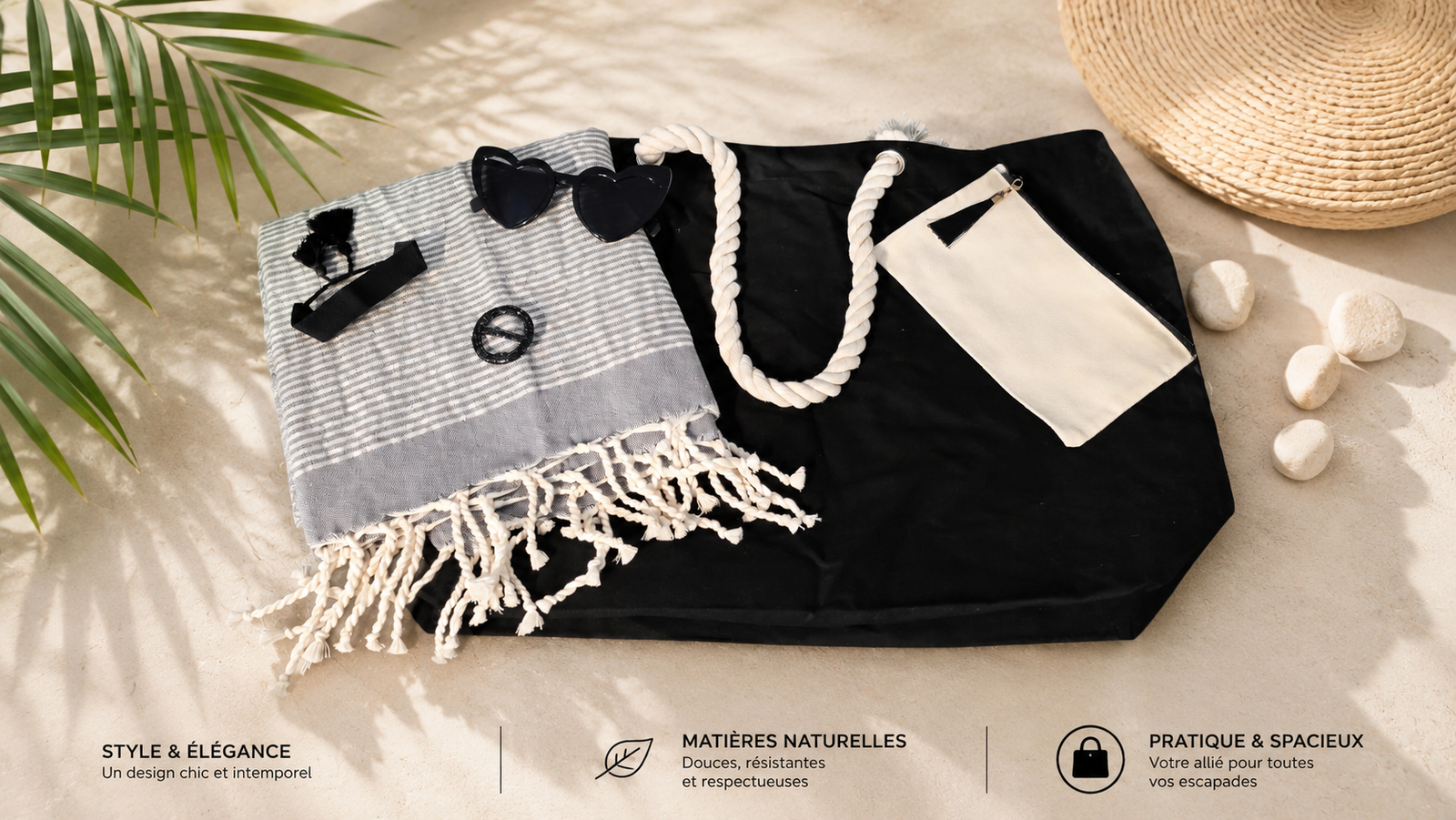 MANGU — Ensemble plage noir personnalisé