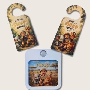 Pack Duo Personnalisé "Univers Enfant" – Accroche-Porte + Veilleuse