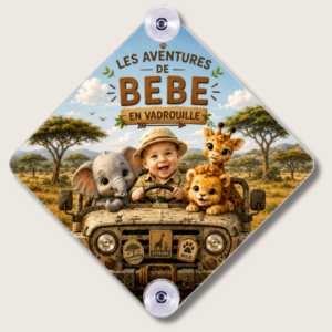 Plaque de Voiture Personnalisée Aluminium Enfant– Ventouses